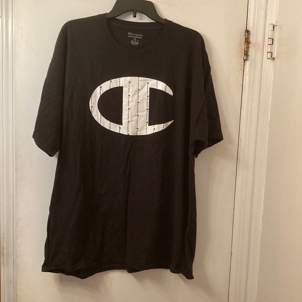 Champion black tee shirt with white logo
